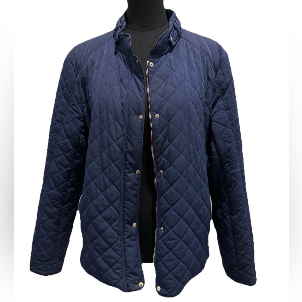 New York & Company Navy Quilted Puffer Jacket